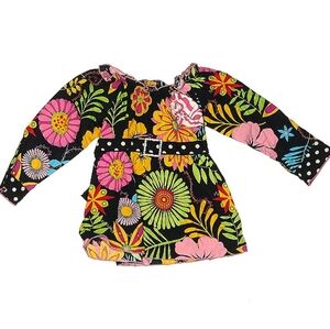 Ann Loren Floral Print Long Sleeve Dress Belt Tie Back Adorable Boutique